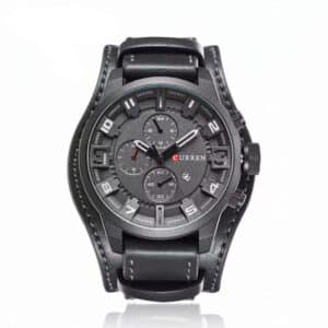 Reloj Curren 8225 Tactical Cuff de Cuero Negro Grafito Caballero