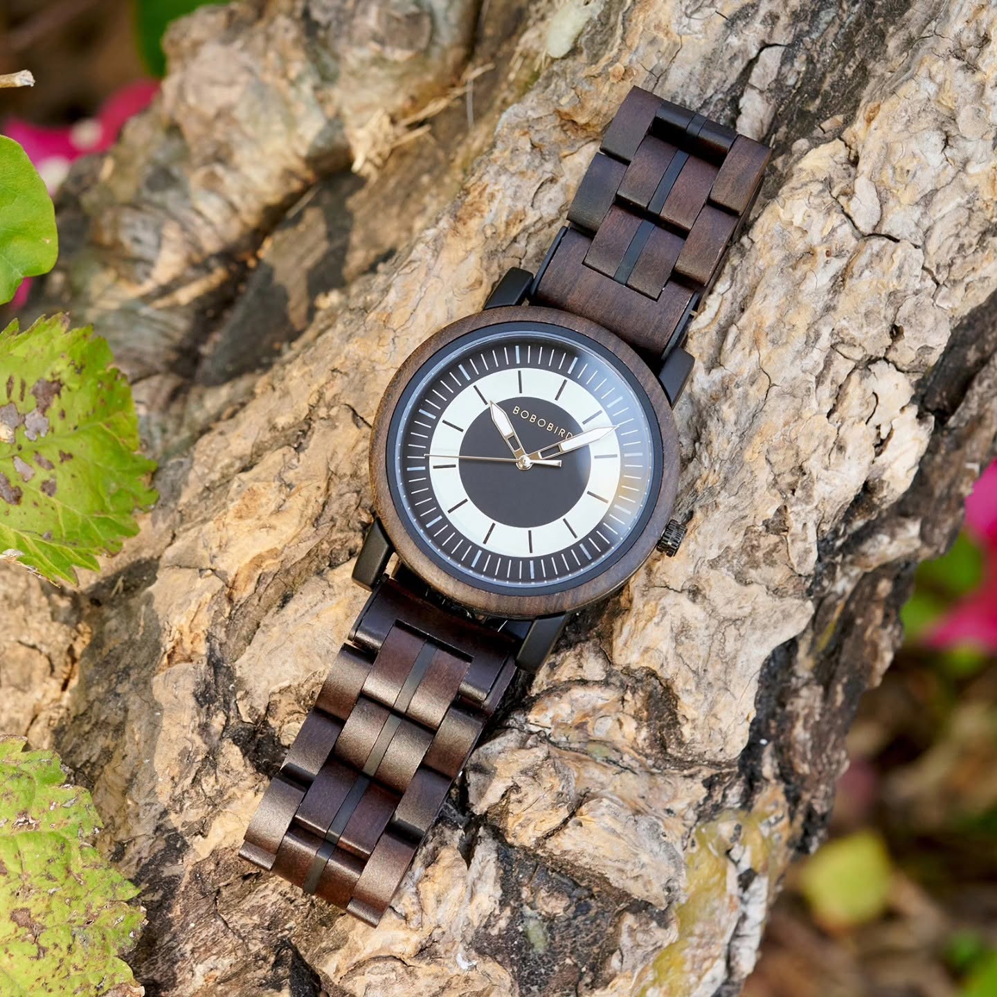 Reloj de Madera Minimalista Bobo Bird Esfera Negra y Crema Caballero - Imagen 2