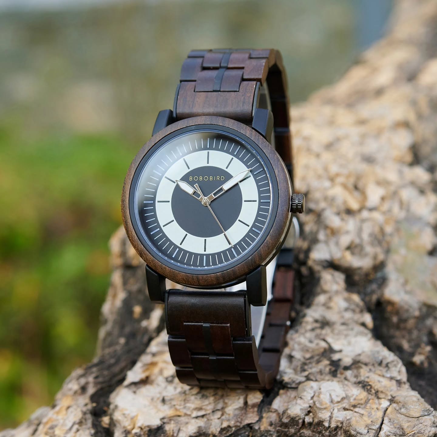 Reloj de Madera Minimalista Bobo Bird Esfera Negra y Crema Caballero - Imagen 4